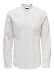 ONLY & SONS Langarmhemd ONSCAIDEN LS MAO STRIPE LINEN SHIRT NOOS Weiß/Khaki/Creme