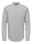 ONLY & SONS Langarmhemd ONSCAIDEN LS MAO STRIPE LINEN SHIRT NOOS navy/weiß