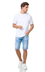 Denim House Jeansbermudas im Destroyed Look mit Stretch Blau