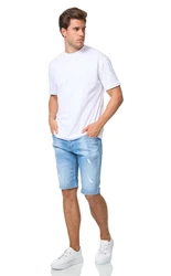 Denim House Jeansbermudas im Destroyed Look mit Stretch Blau