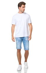 Denim House Jeansbermudas im Destroyed Look mit Stretch Blau