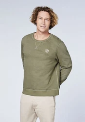Chiemsee Sweatshirt Basic-Look mit Logo-Motiv Dunkelgrün