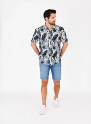 Key Largo Kurzarmhemd MSH INSTINCT Blau/Beige/Braun/Hellblau