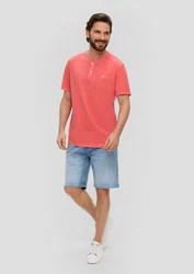 s.Oliver Kurzarmshirt T-Shirt mit Henley-Ausschnitt Rot/Orange/Rosa
