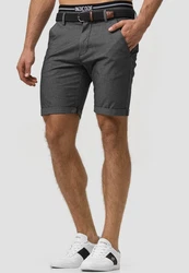 Indicode Herren Bryant Chino Shorts 4 Taschen Dunkelgrau/Grau
