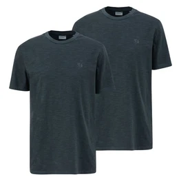 T-Shirt Jerseyshirt (2-tlg) Rundhals, kurzarm, Flammgarn, Logo, im 2er Pack