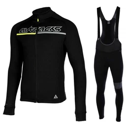 Fahrradhose Herren Winter Radtrikot Set Pro Team (Fahrradtrikot Set Thermo Fahrradhose lang, 2-tlg., Thermo Fahrradtrikot Langarm, fr Herbst-Winter) S M L XL XXL XXXL