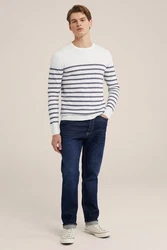 WE Fashion Sweater Blau/Hellblau/Weiß/Creme/Dunkelblau