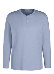 H.I.S Langarmshirt mit Knopfleiste Hellblau/Grau/Blau