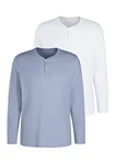 H.I.S Langarmshirt mit Knopfleiste Hellblau/Grau/Blau