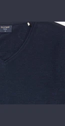 OLYMP T-Shirt Casual Wirk Linen V-Neck Dunkelblau/Blau