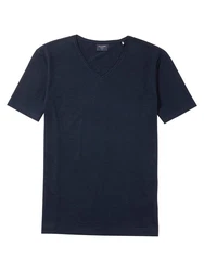 OLYMP T-Shirt Casual Wirk Linen V-Neck Dunkelblau/Blau