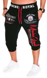 Bermudas Herren Short 3/4 Hose Kurze Jogginghose Sport Marine Royal Elastikbund mit Tunnelzug, aus Baumwolle