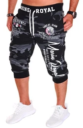 Bermudas Herren Short 3/4 Hose Kurze Jogginghose Sport Marine Royal Elastikbund mit Tunnelzug, aus Baumwolle