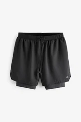 Next Funktionsshorts 2-in-1 Trainingsshorts Schwarz/Dunkelgrau/Grau