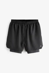 Next Funktionsshorts 2-in-1 Trainingsshorts Schwarz/Dunkelgrau/Grau