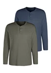 H.I.S Langarmshirt mit Knopfleiste Dunkelgrün/Dunkelblau/Blau/Grün