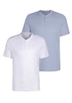H.I.S Kurzarmshirt mit Henleykragen Hellblau/Grau/Blau