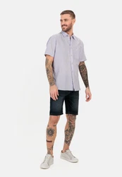 camel active Kurzarmhemd Shortsleeve Shirt Lila/Dunkelblau/Blau