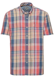 Kurzarmhemd aus Leinenmix Button-Down