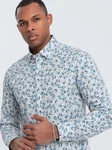 OMBRE Langarmhemd SLIM FIT Hellblau/Blau