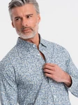 OMBRE Langarmhemd SLIM FIT Grau/Blau/Hellblau/Rot