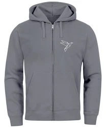 Neverless Sweatjacke Zip-Hoodie Herren Polygon Print Vogel Origami Hellgrau/Grau/Dunkelgrau