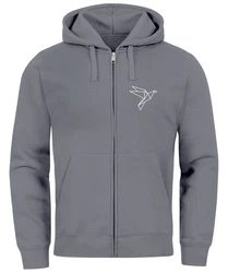 Neverless Sweatjacke Zip-Hoodie Herren Polygon Print Vogel Origami Hellgrau/Grau/Dunkelgrau
