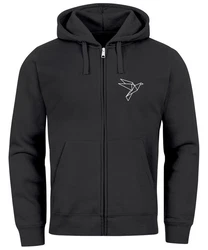 Neverless Sweatjacke Zip-Hoodie Herren Polygon Print Vogel Origami Dunkelgrau/Schwarz