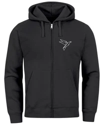Neverless Sweatjacke Zip-Hoodie Herren Polygon Print Vogel Origami Dunkelgrau/Schwarz