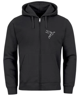 Neverless Sweatjacke Zip-Hoodie Herren Polygon Print Vogel Origami Dunkelgrau/Schwarz