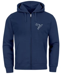 Neverless Sweatjacke Zip-Hoodie Herren Polygon Print Vogel Origami Blau/Hellblau/Dunkelblau