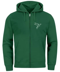 Neverless Sweatjacke Zip-Hoodie Herren Polygon Print Vogel Origami Dunkelgrün/Grün