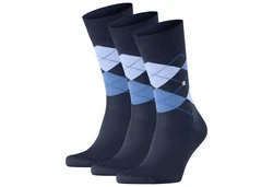 Burlington Kurzsocken Herren Socken 3er Pack - Manchester Dunkelblau/Blau/Hellblau
