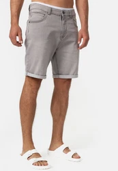Indicode Herren Lonar Jeans Shorts mit 5 Taschen Hellgrau/Grau