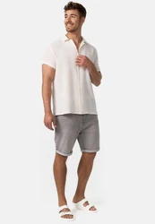 Indicode Herren Lonar Jeans Shorts mit 5 Taschen Hellgrau/Grau