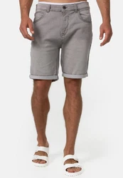 Indicode Herren Lonar Jeans Shorts mit 5 Taschen Hellgrau/Grau
