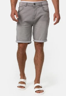 Indicode Herren Lonar Jeans Shorts mit 5 Taschen Hellgrau/Grau