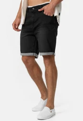 Indicode Herren Lonar Jeans Shorts mit 5 Taschen Schwarz/Dunkelgrau