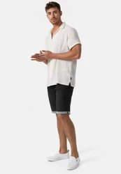 Indicode Herren Lonar Jeans Shorts mit 5 Taschen Schwarz/Dunkelgrau