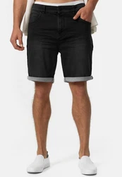 Indicode Herren Lonar Jeans Shorts mit 5 Taschen Schwarz/Dunkelgrau