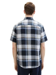 TOM TAILOR Kurzarmshirt Hemd sand/marine/navy/wei