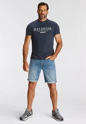 H.I.S T-Shirt schmale Passform Rundhalsausschnitt Dunkelblau/Blau/Grün
