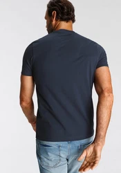 H.I.S T-Shirt schmale Passform Rundhalsausschnitt Dunkelblau/Blau/Grün