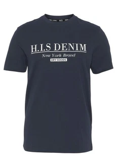 H.I.S T-Shirt schmale Passform Rundhalsausschnitt Dunkelblau/Blau/Grün H.I.S T-Shirt schmale Passform Rundhalsausschnitt Dunkelblau/Blau/Grün