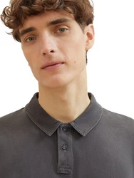 TOM TAILOR Denim Poloshirt mit halber Knopfleiste Dunkelgrau/Hellgrau/Grau