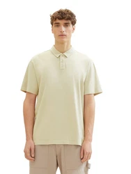 TOM TAILOR Denim Poloshirt mit halber Knopfleiste Khaki/Beige/Gelb