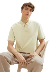 TOM TAILOR Denim Poloshirt mit halber Knopfleiste Khaki/Beige/Gelb