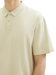 TOM TAILOR Denim Poloshirt mit halber Knopfleiste Khaki/Beige/Gelb