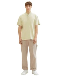 TOM TAILOR Denim Poloshirt mit halber Knopfleiste Khaki/Beige/Gelb